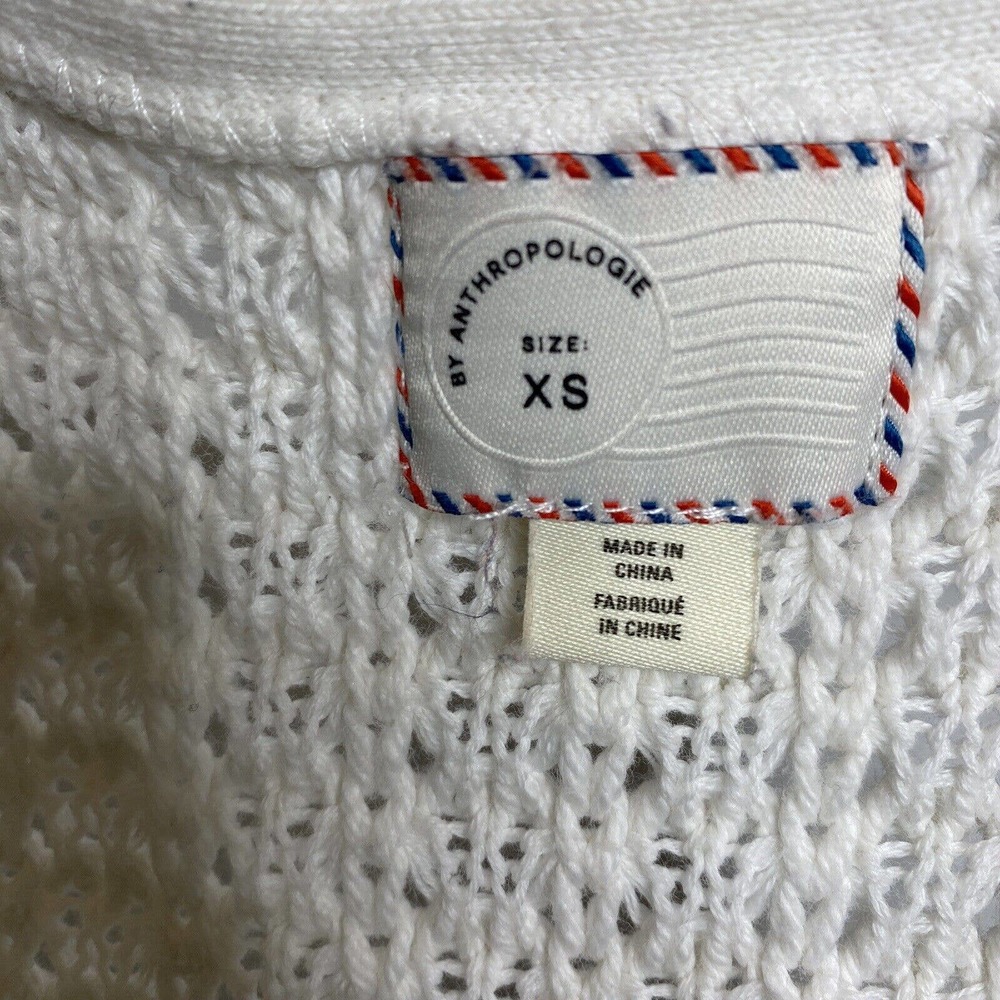 Anthropologie Pacific Fringe Tank Sweater Women's Size XS White Cotton Silk - Picture 7 of 10